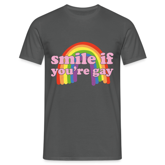 T-shirt herr - Smile if  you´re gay - kolgrå